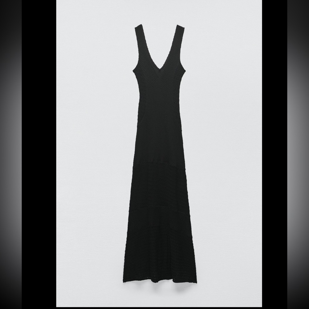 LONG V-NECK DRESS WITH STRAPS - Picture 9 of 9